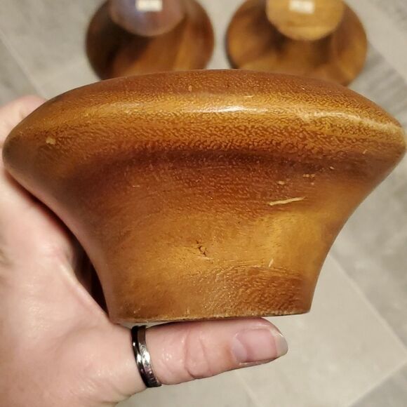 Vintage Set of 3 Wooden Sm Bowls - Picture 5 of 7